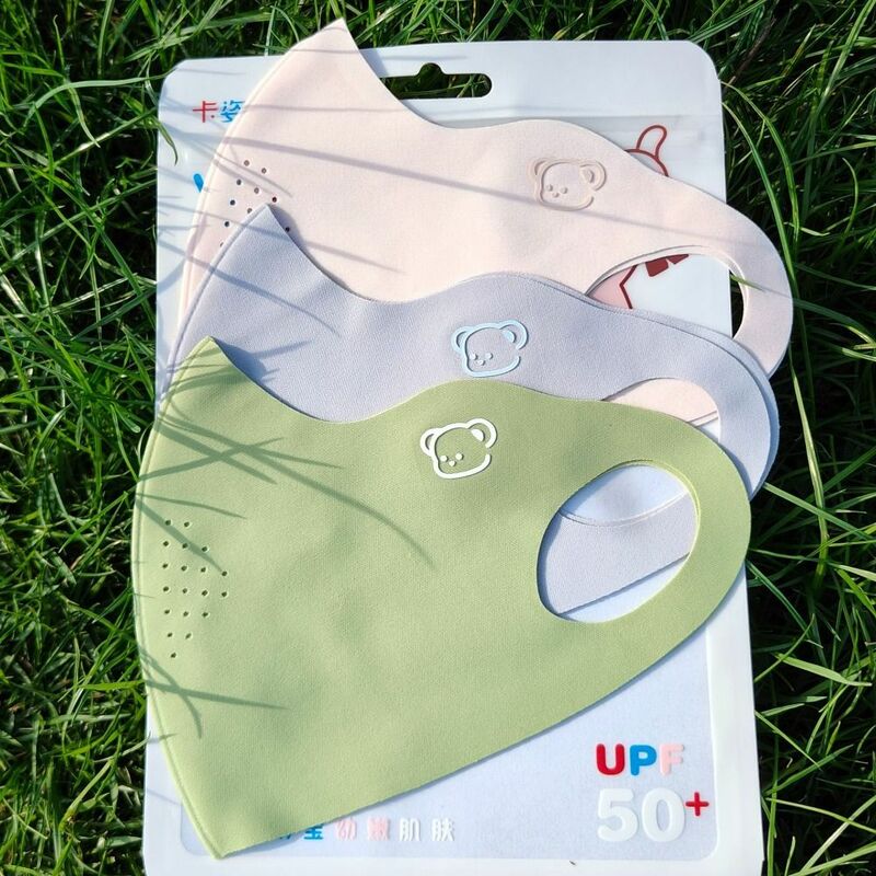 Mascarilla de seda de hielo 3D para niños, bonita máscara de protección solar Anti-UV para ciclismo, lavable y transpirable