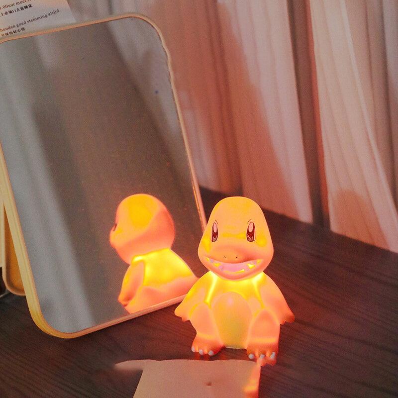 Night Light Pokemon Anime Figure Charmander Psyduck Squirtle Portable Cute Pokémon Figurine Doll Bedroom Lamp Toys for Children