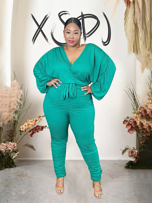 Lady Outfit One Piece Plus Size Jumpsuit Knitting Chic and Elegant Woman Jumpsuit Loose Female Jumpsuit Wholesale Dropshipping