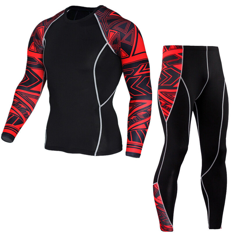 Men's Long Underwear Winter Second Skin Thermal Shirt Bottom Compression Tights rash guard male Bodybuilding clothes 2 piece set