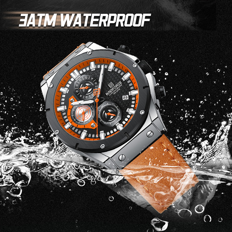 Topmerk Naviforce Heren Horloges Waterdichte Lichtgevende Wijzerplaat Sport Mannelijke Quartz Polshorloge Luxe Chronograaf Klok Reloj Hombre