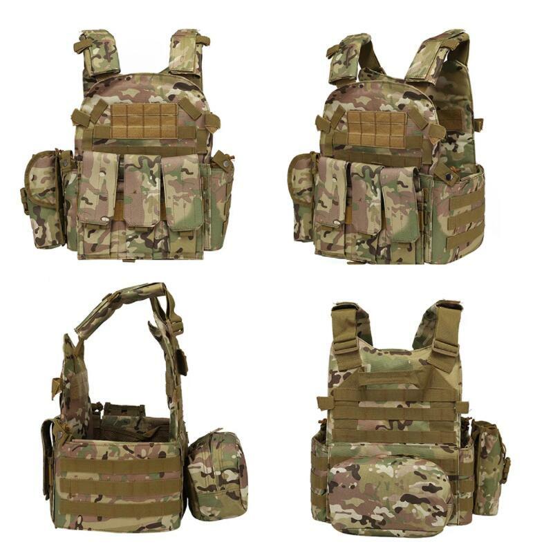 Camouflage Plate Carrier Vest 6094 Multi-Functional Paintball Airsoft Vest Adjustable Men Combat Equipment for Cycling Camo Vest