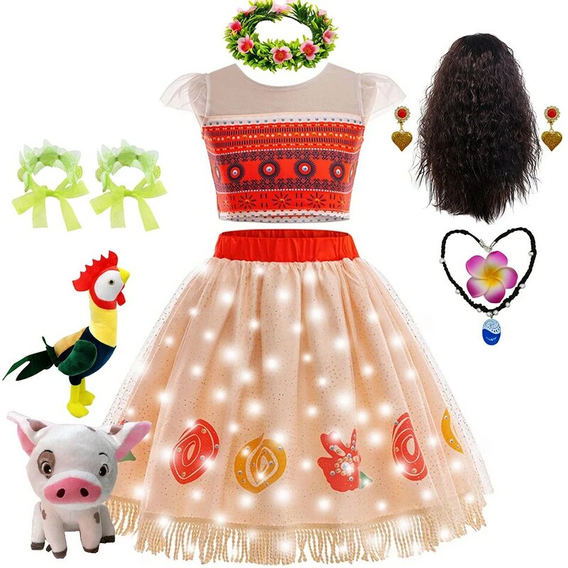 Платье Моана для девочек магический океан путешествия косплей костюм футболка и юбка тюлевые комплекты летнее платье принцессы повседневные наряды