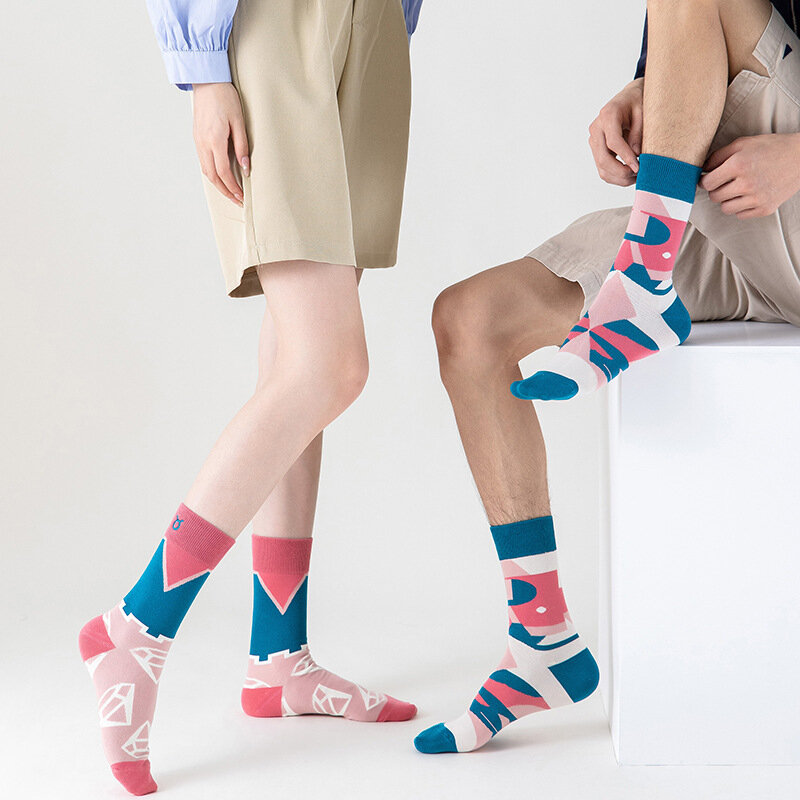 Nueva ilustración, tendencia, calcetines de tubo medio, calcetines altos de moda europea y americana, calcetines de tendencia urbana