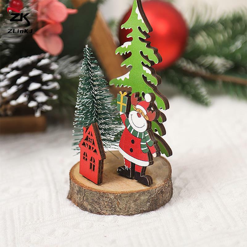 Dekorasi pohon Natal, ornamen manusia salju kayu Dekorasi Desktop Santa Claus, hadiah pesta Tahun Baru 2023