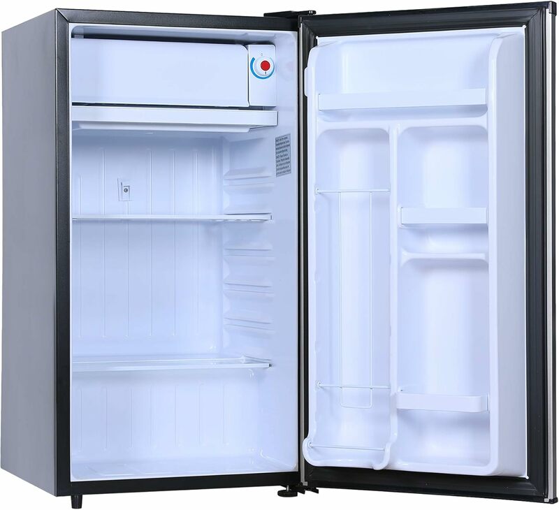 New RFR322 Mini Refrigerator, Compact Freezer Compartment, Adjustable Thermostat Control, Reversible Door, 3.2 Cubic Feet