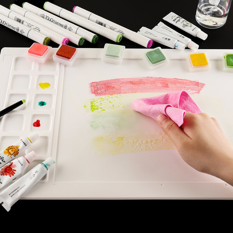 Waterproof Heat Resistant Non-Stick Silicone Craft Mat Use To Ink Blending Watercoloring Stamping Paint and More Water Media Mat