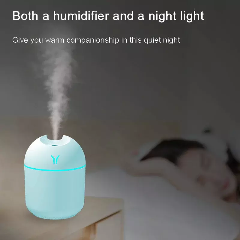 Mini oczyszczacz przenośny nawilżacz powietrza dyfuzor do aromaterapii Usb 250ml ultrasoniczny dyfuzor z lampą Led nawilżacz do domu