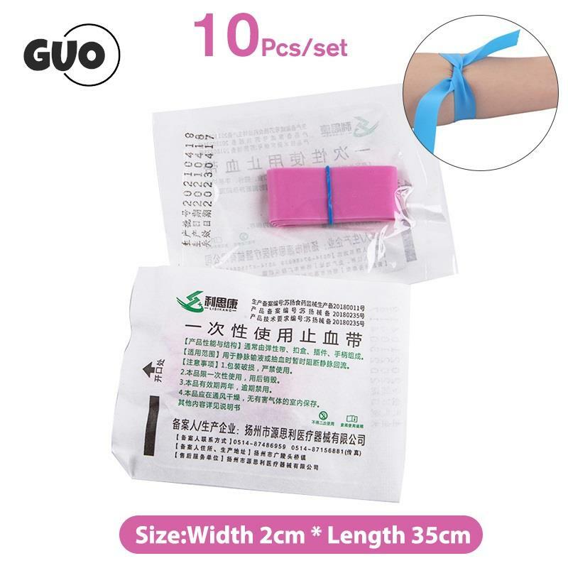 10 pçs/set torniquete descartável rosa elástico cinto kit de primeiros socorros produto de borracha médica torniquete descartável