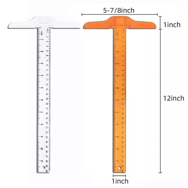 30cm/12 polegada t-régua depressão escala desenho régua diy artesanato ferramenta de medição de trabalho geral artigos de papelaria material de escritório