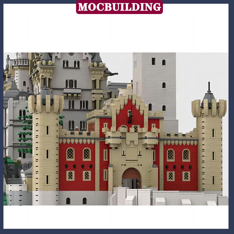 Moc-TV建設ゲーム,シティストリートビュー,neuschwanstein城,ゲーム,モデル,ビルディングブロック,組み立て,白い城,おもちゃコレクション,ギフト