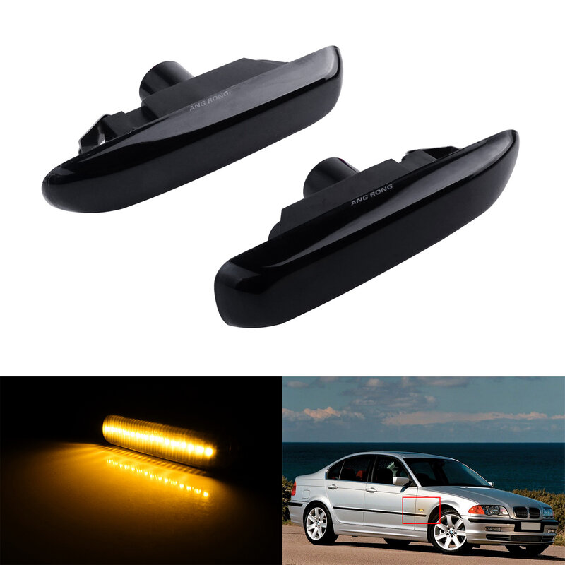 Luz LED indicadora de marcador lateral, lámparas de luz de repetidor para BMW Serie 3 E46 Estate Coupe HB, 2 uds.