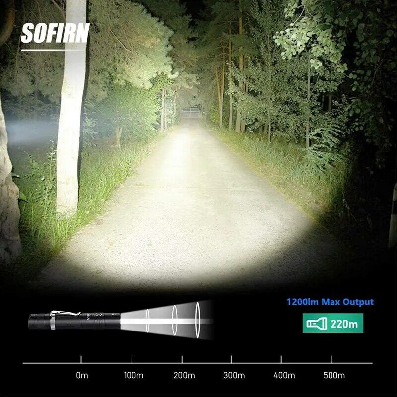 Sofirn 강력한 전술 LED 손전등, SP31 V2.0, 18650 XPL HI 1200lm 토치 라이트 램프, 듀얼 스위치 전원 표시기 ATR 포함