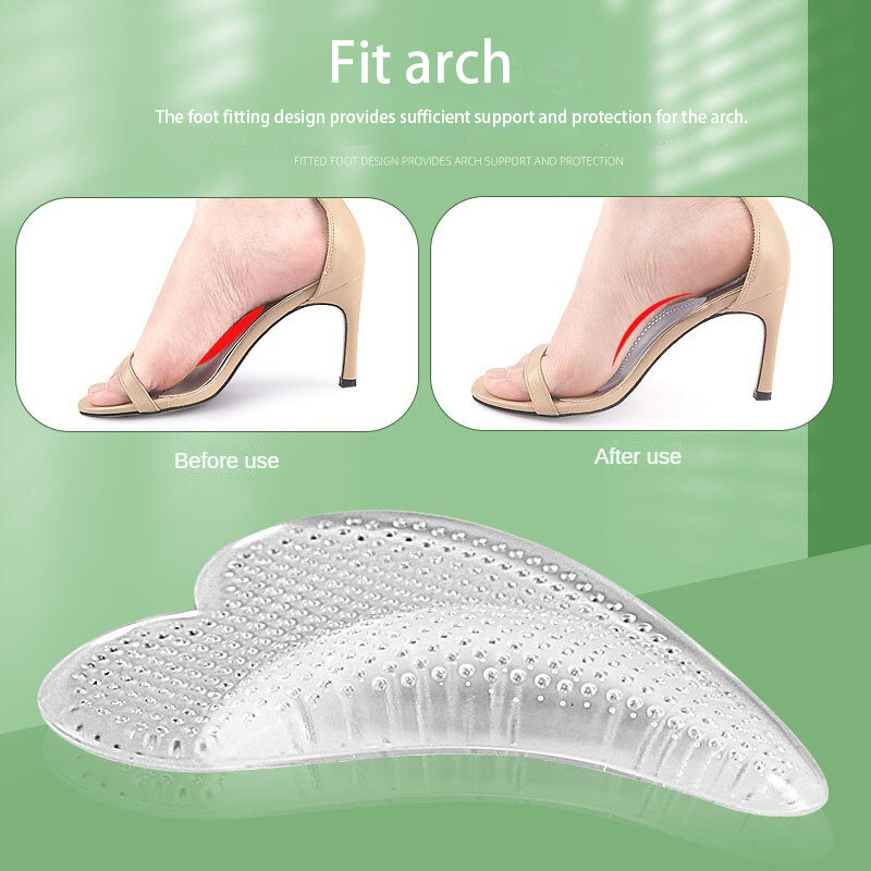 Sol dalam mengurangi nyeri kaki, 1/2 pasang desain ergonomis lengkungan kaki dukungan bantalan sepatu aksesoris Sol dalam kaki datar