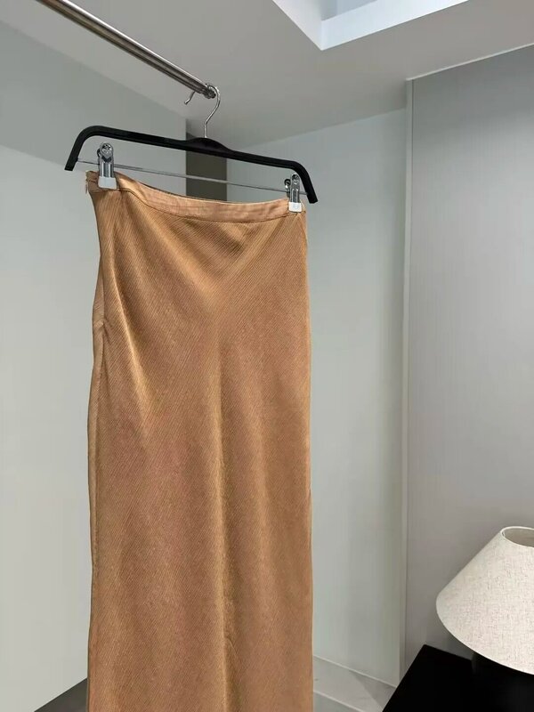Damska 2024 Nowa moda Temperament Wersja Slim Podwójna tkanina Spódnica midi Retro Długa spódnica Vestidos Mujer