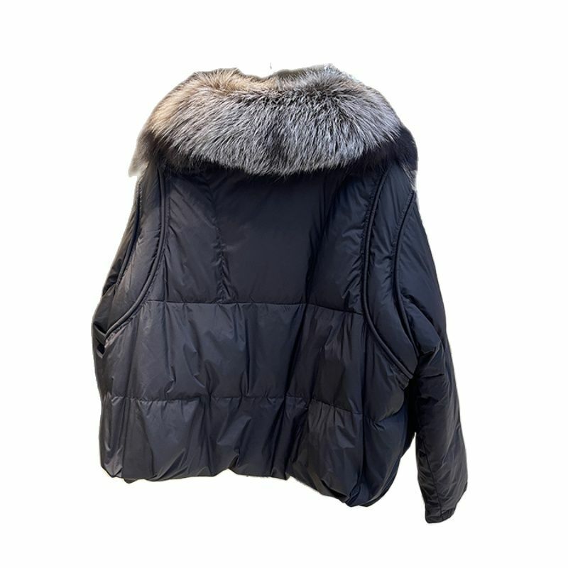 2023 New Fashion White Duck Down Jacket Natural Real Fox Fur Collar Winter Women Coat capispalla caldi e spessi sciolti