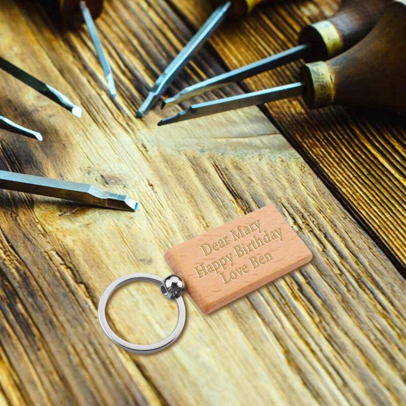 Cincin kunci kayu personalisasi DIY untuk kerajinan DIY hadiah dekorasi desain pirografi