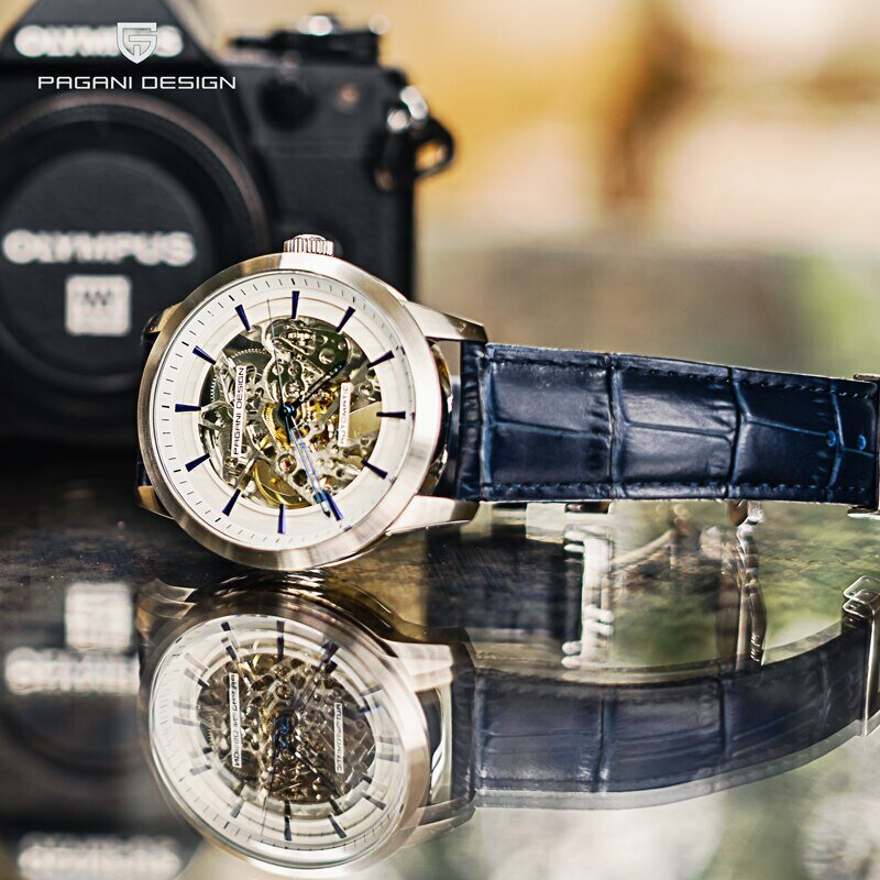 นาฬิกากลไกอัตโนมัติสำหรับผู้ชาย, ดีไซน์ใหม่2024หรูหราสแตนเลสนาฬิกาสปอร์ตกันน้ำนาฬิกาหนัง relogio masculino