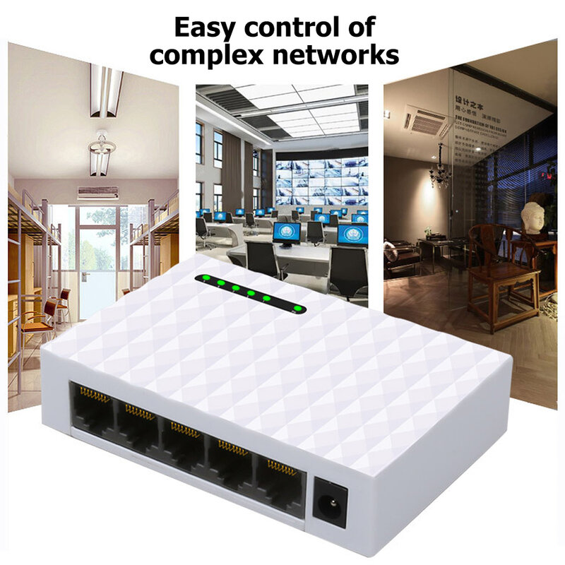 Conmutador de red Gigabit de 5 puertos, conmutador inteligente Ethernet de alto rendimiento, concentrador RJ45, divisor de Internet, Plug and Play, 1000Mbps