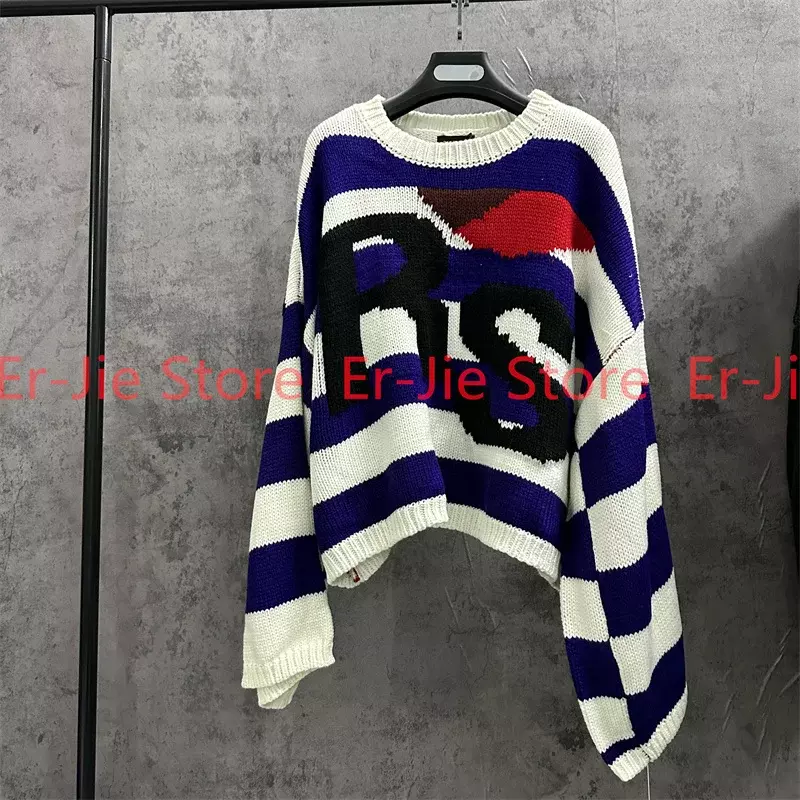 2023SS Loose Round Neck Pullover Autumn/Winter Long Sleeve Knitted Sweater Oversized RAF SIMONS RS Sweater