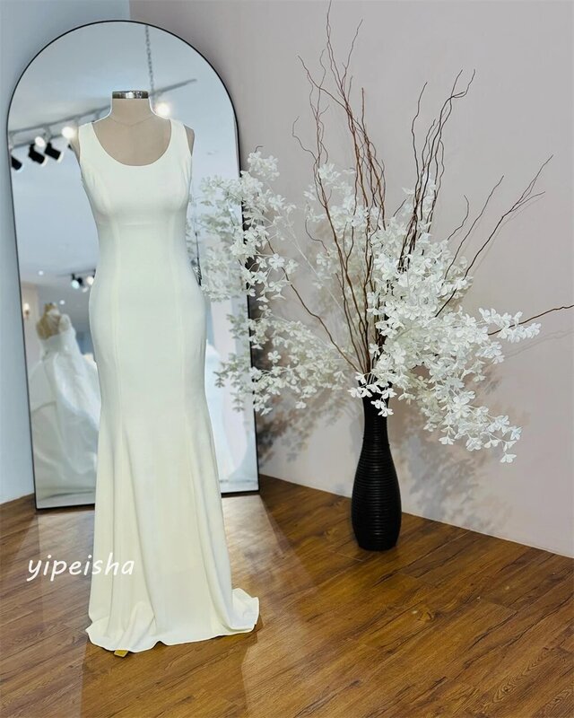 쉬폰 드레이프 구김 칵테일 파티, A라인 O넥 맞춤형 드레스, 긴 드레스
