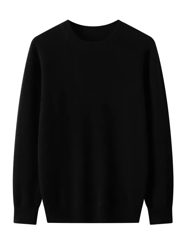 Jersey de lana merina pura para hombre y mujer, jersey de manga larga con cuello redondo, prendas de punto de Cachemira, ropa para primavera y otoño, 100%