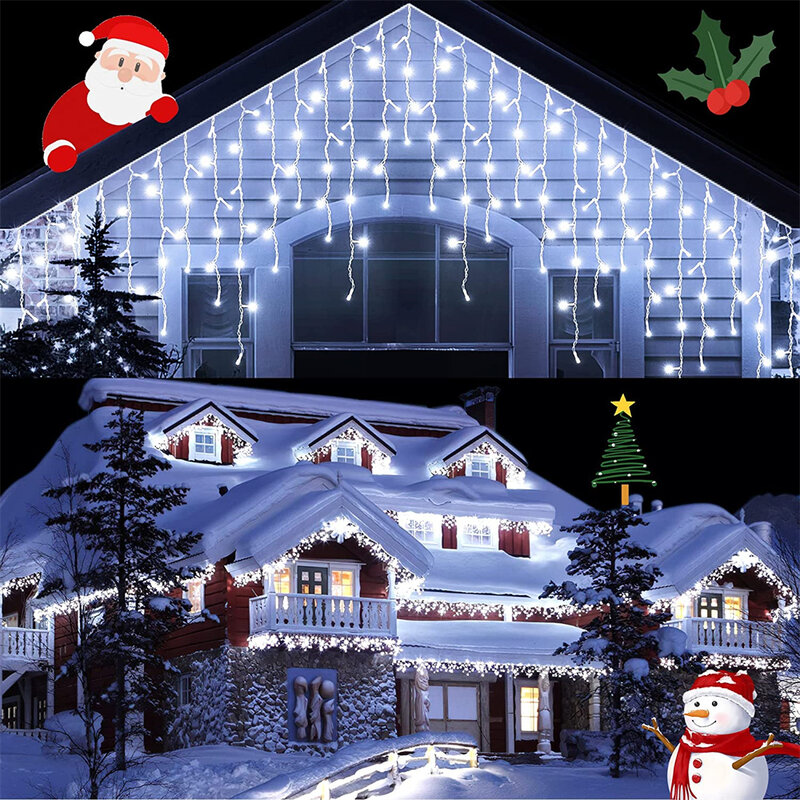 Weihnachts girlande führte Vorhang Eiszapfen Lichterkette 220v 4,5 m 100leds Indoor Drop LED Party Garten Bühne im Freien dekorative Licht