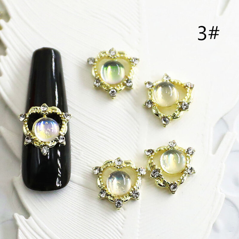 10 pçs/lote 3d coração diamante arte do prego encantos liga colorido pedra preciosa acessórios 10mm bela menina manicure strass jóias