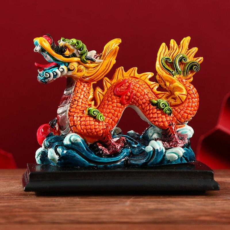 Статуэтка в китайском стиле с драконом, декоративный Настольный Декор для дома и дома, орнамент, статуэтка из смолы, подарок для путешествий