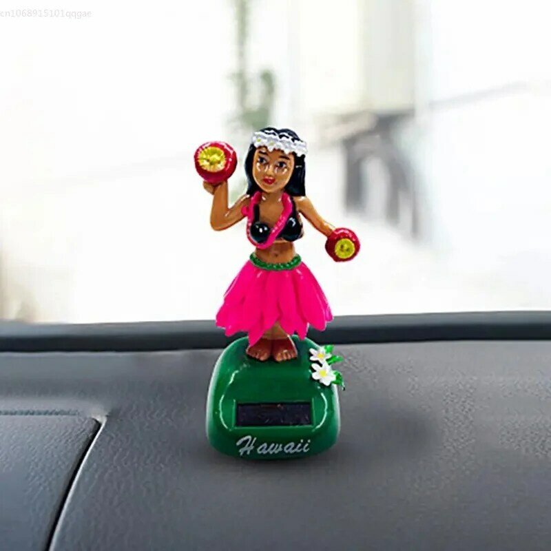 ตุ๊กตาเต้น hiasan mobil พลังงานแสงอาทิตย์ของเล่นสั่นหัว Hawaii แกว่งภาพเคลื่อนไหวสาวรถเครื่องประดับตกแต่งรถ