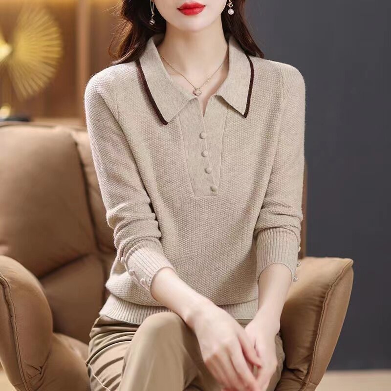 Modny sweter damski elegancki sweter sweter z długa koszula na wiosnę 2024New luźny damski sweter