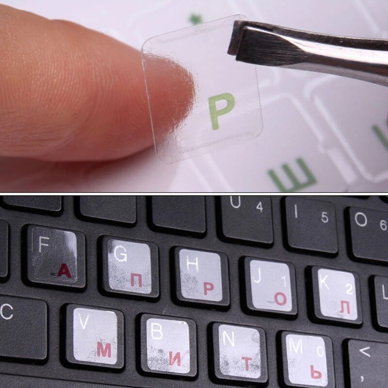 Наклейки на русскую клавиатуру с буквами для ноутбука и алфавита, водонепроницаемые, супер прочные, 2 шт.