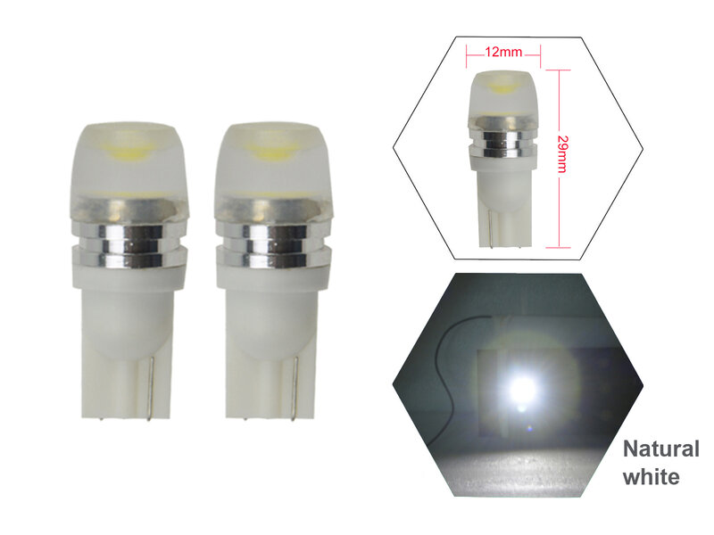 2Pcs T10 Wedge T8.5 SMD LED Dashboard Side Light Bulbs Milk Lens 168 194 192 DC 12V Nature White 4000K