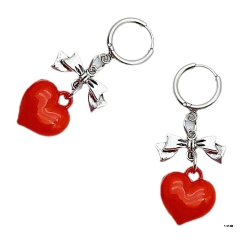Akrylowe kolczyki kształcie serca dla kobiet Nastoletnie dziewczęta Wyjątkowe, lekkie kolczyki kształcie kokardki