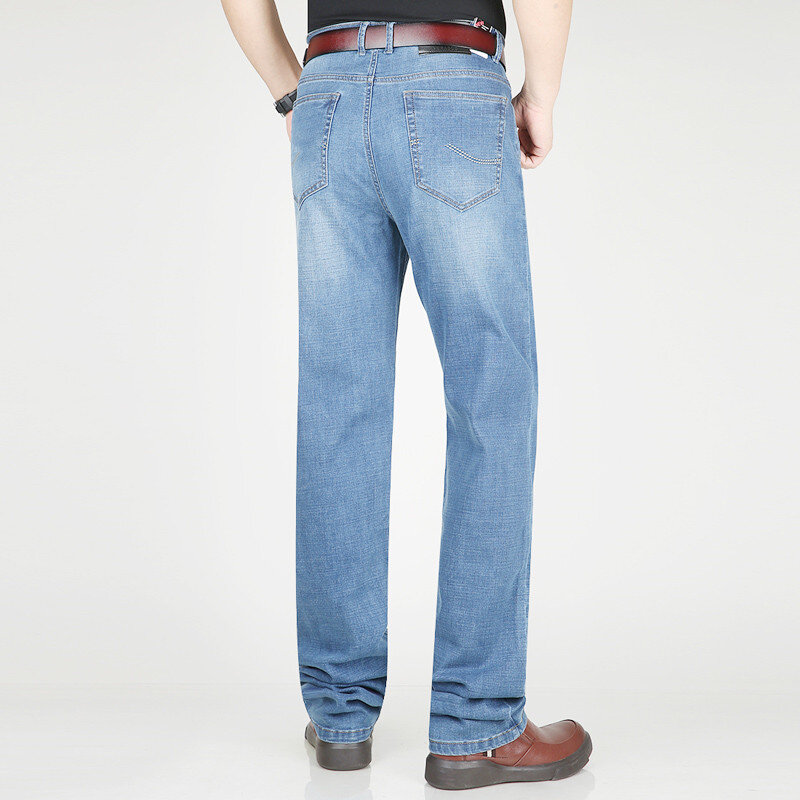 Calças jeans azul overlong para homens, calças finas e justas, extra longas, retas, super longas, grandes, plus size 44, 42, 40, 117cm, verão