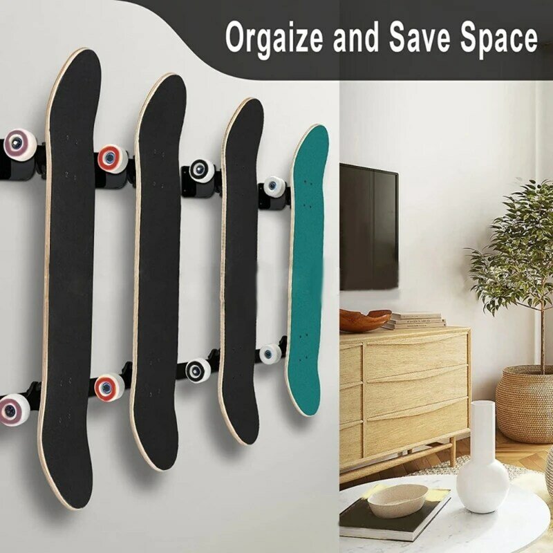 Cabide skate flutuante horizontal para montagem parede, para armazenamento e coleção deck