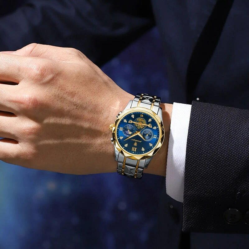 Orologio da polso da uomo di lusso POEDAGAR orologio cronografo luminoso impermeabile per uomo orologi al quarzo da uomo in acciaio inossidabile reloj hombre