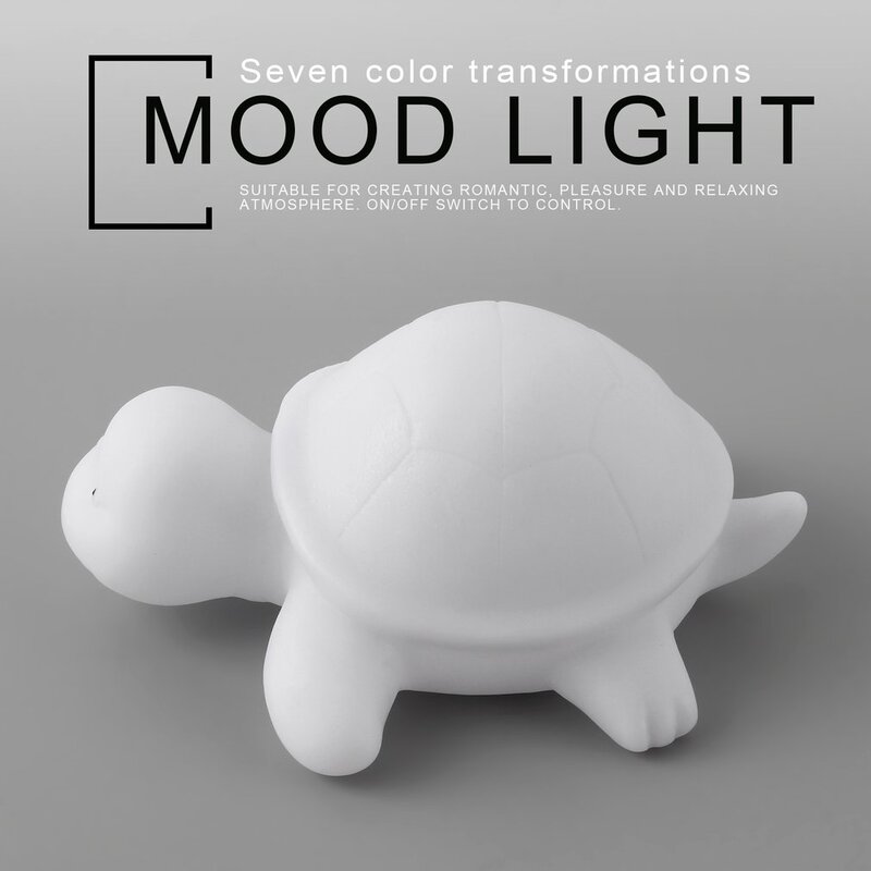 Lámpara de luz LED para el ambiente de la tortuga, luz nocturna colorida, Sensor de brillo, ambiente relajante, decoración del hogar