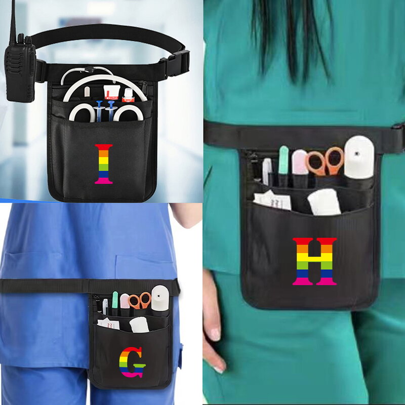 Bolsa de cintura multifuncional para herramientas, accesorios de Material de nailon, almacenamiento de suministros médicos, bolsas de enfermera, serie con patrón de arcoíris