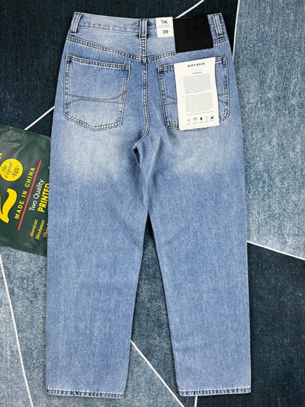 Джинсы мужские тонкие свободного покроя, прямые джинсовые брюки в винтажном американском стиле, повседневные брюки с потертостями, 24SS Y2k, весна-лето