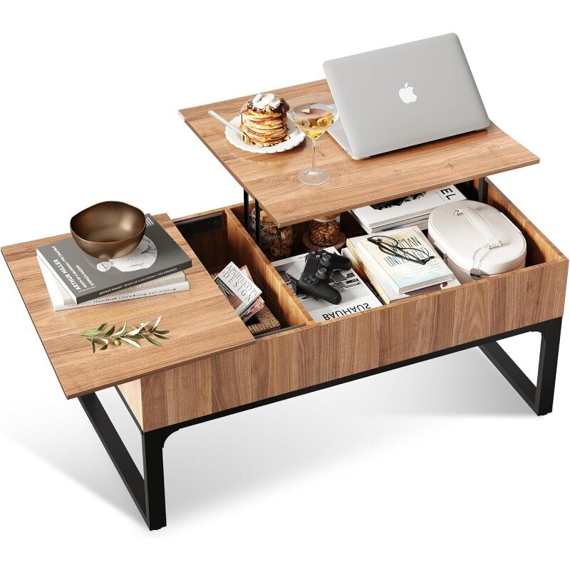 ライブリフト付きコーヒーテーブル,収納付きモダンな木製コーヒーテーブル,隠しコンパートメントと部屋用