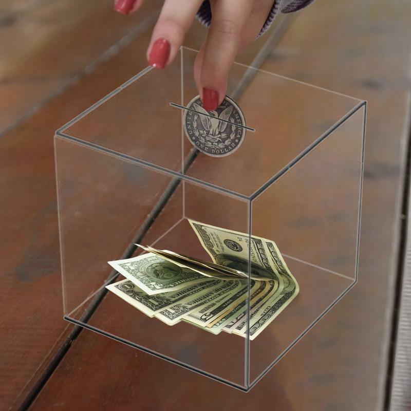 Caixa acrílica Banco transparente inquebrável para adultos, Caixas de dinheiro populares para meninos e meninas, Caixas de vidro inquebráveis
