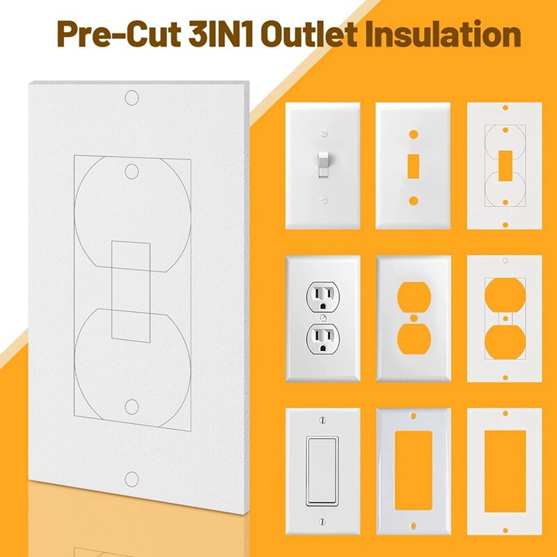 Outlet Insulators Draft Sealers, 100Pcs Electrical Outlet Insulation Pads, EVA Foam Gasket For Wall, Switch Socket Cover Durable