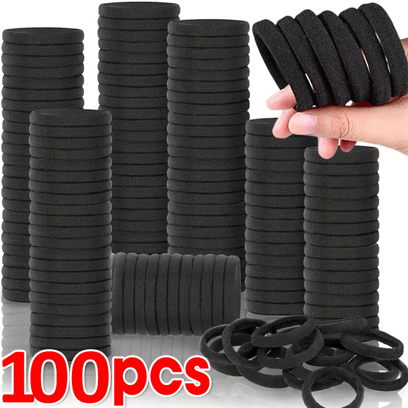 2-5cm Women Girls Black Basic Hair Bands High Elastic Rubber Ropes Scrunchies Headband Ties Simple Ponytail Holders Accessories