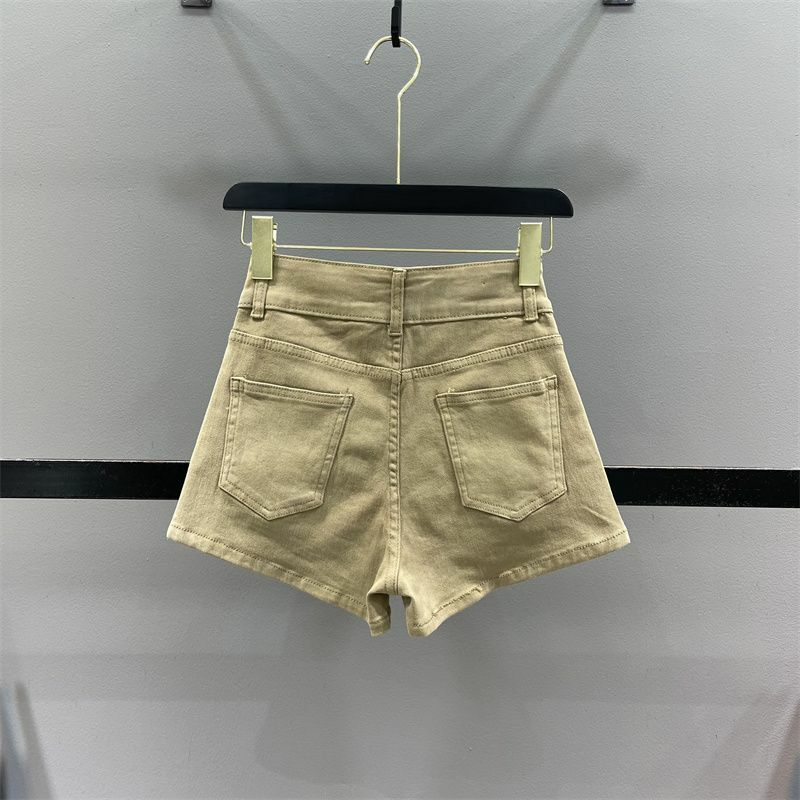 High Waisted Slim Fitting White Denim Shorts for Women's Spring and Summer 2024 New Slimming A-line Wide Leg Hot Pants