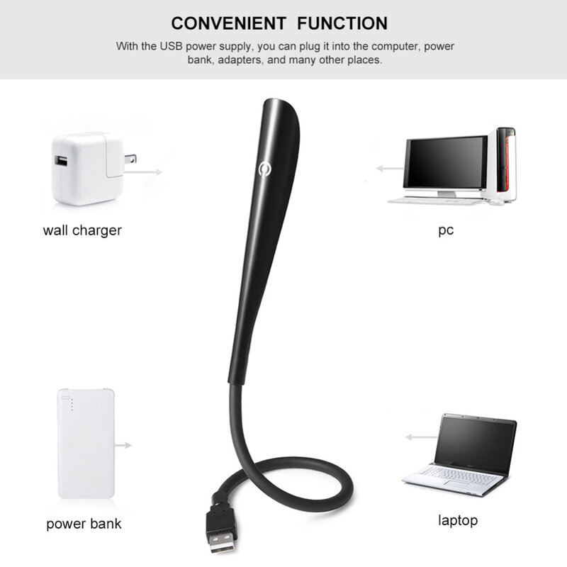 Lampu Buku LED Lampu Baca USB Lampu Meja LED Fleksibel Lampu Belajar Dapat Diredupkan Sentuh untuk Dekorasi Lampu Meja Kamar Tidur Laptop