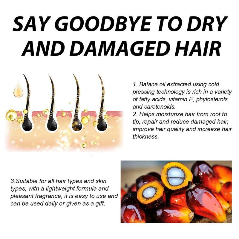 Batana óleo essencial para cuidados com o cabelo e beleza, 100% puro, original e autêntico, anti perda de cabelo líquido, cabelo crescer soro