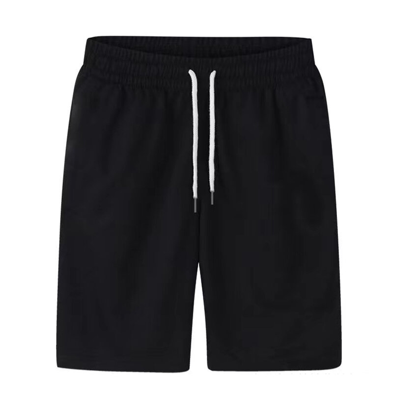 Men Cargo Shorts Elastic Waist Thin Loose Pocket Outwear Keep Cooling Drawstring Solid Color Sports Beach Pants