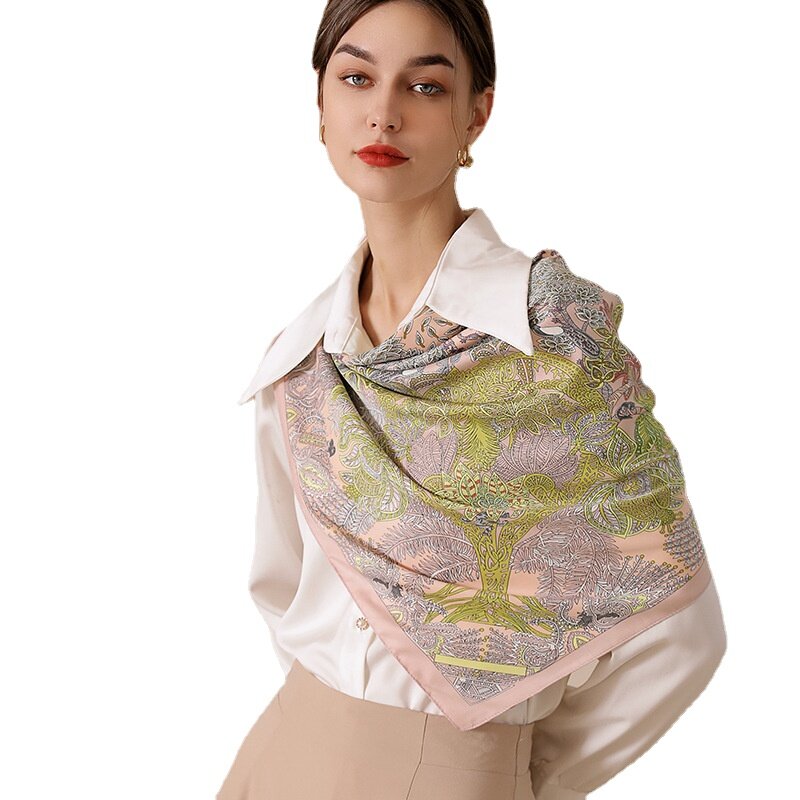 Zijde sjaal vrouwen ontwerp print foulard hals haarband vrouwelijke kleine vierkante sjaals lente hoofddoek tie 2023nieuwe schal