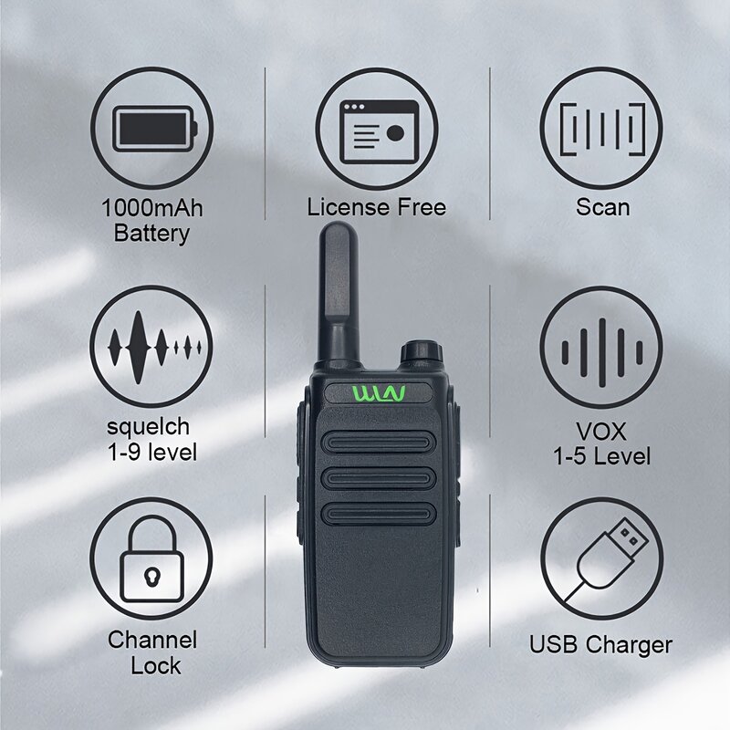 KD-C30 Small Mini Walkie Talkie, Intercomunicador de carregamento USB, Material ABS, apto para comunicação de longa distância, 2W, 1 Pc, 2Pcs